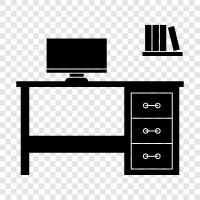 workstation, computer desk, office desk, study desk icon svg