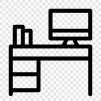 workstation, computer desk, computer desk chair, ergonomic desk icon svg