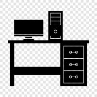 workstation, computer desk, computer table, office desk icon svg