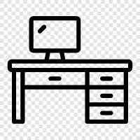 workstation, computer desk, office desk, study desk icon svg