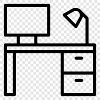 workstation, computer desk, computer table, office desk icon svg