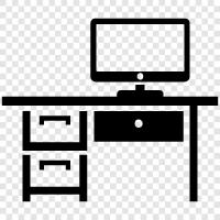 workstation, computer desk, computer chair, office chair icon svg