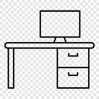 workstation, work area, computer desk, computer table icon svg