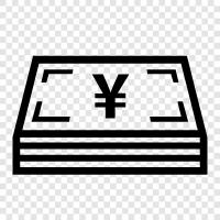 yen, banknotlar, para, notlar ikon svg