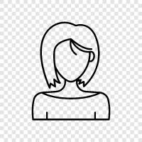 young short hair girl, curly girl hair, girl with short hair, girl icon svg